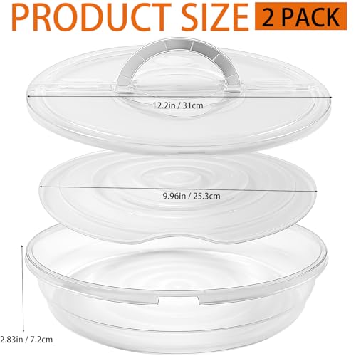 Zmpkhba 2 Pack 12 Inch Food Storage Container with Lid and Handle Round Plastic Pizza Slice Storage Container Reusable Pie Carrier Keeper for Food Cake Cheesecake Clear - Image 3