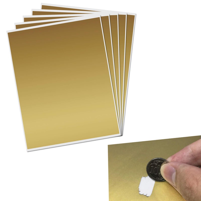 ScratchStix 5 Sheets 9 x 7 Gold Scratch Off Sticker Labels Large DIY Sheet