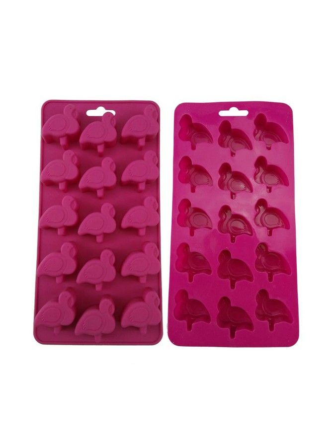 Amosfun قالب مكعبات الثلج من السيليكون الغذائي 2 قطع على شكل فلامنغو للشوكولاتة والحلويات والبسكويت والفوندان والجيلو وصابون صغير للخبز - Image 2