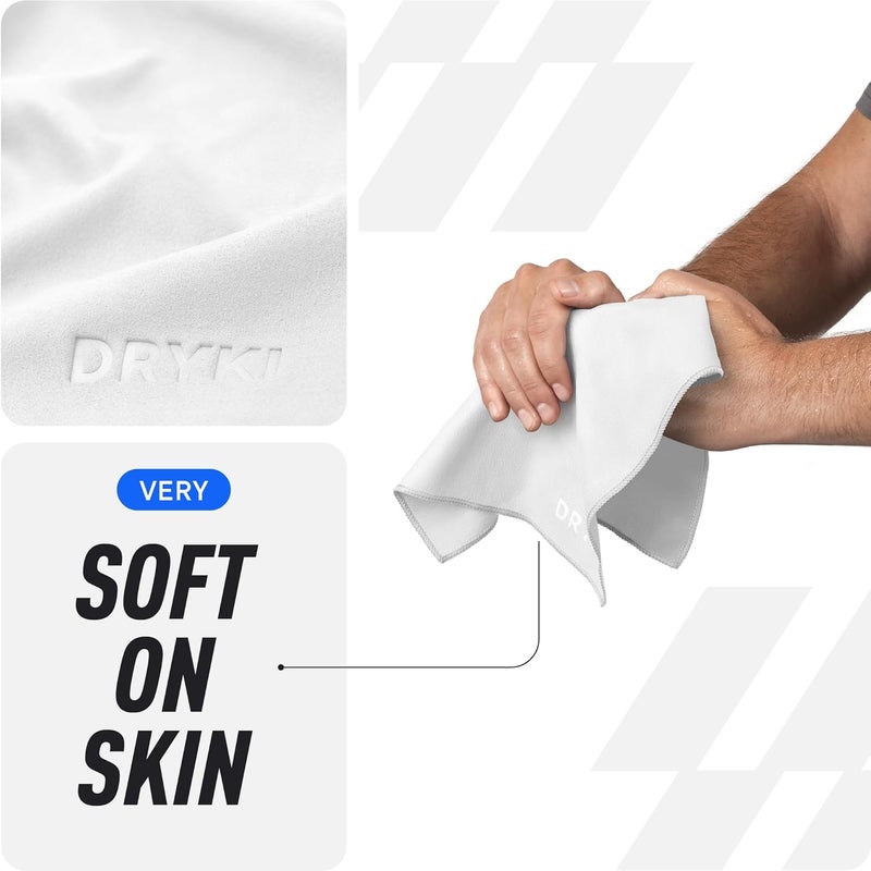 DRYKI Pocket-Sized Sweat Towels - The Original Sweat Absorbing Handkerchiefs - Quick-Dry Microfiber Sweat Rags for Face, Hands, & Body - Men & Women - Gym, Sports, and Work (White: 5 Pack) - Image 5