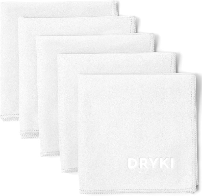 DRYKI Pocket-Sized Sweat Towels - The Original Sweat Absorbing Handkerchiefs - Quick-Dry Microfiber Sweat Rags for Face, Hands, & Body - Men & Women - Gym, Sports, and Work (White: 5 Pack) - Image 1
