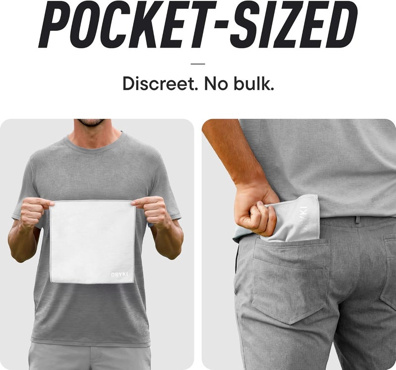 DRYKI Pocket-Sized Sweat Towels - The Original Sweat Absorbing Handkerchiefs - Quick-Dry Microfiber Sweat Rags for Face, Hands, & Body - Men & Women - Gym, Sports, and Work (White: 5 Pack) - Image 4