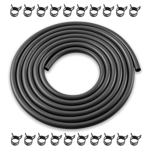 WOTIAN 14 Inch ID Fuel Line Hose 10 Feet fits for Briggs Stratton Champion Kohler Kawasaki Small Gas Diesel Engine Generator Mower Rubber Gas Line Hose w 20 Clamps - Image 1
