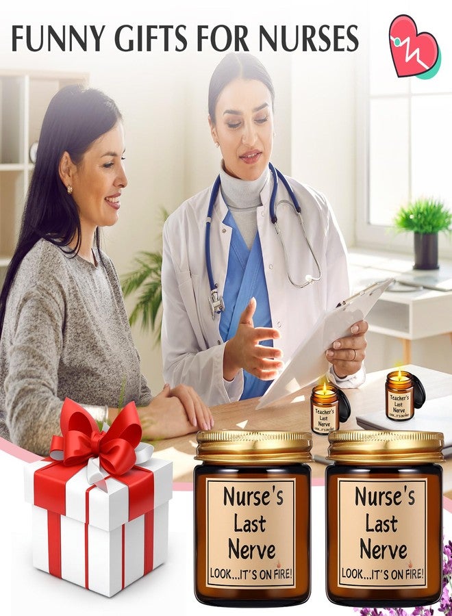 ميتلي مجموعة هدايا للممرضات من إم تي لي، 4 قطع، شموع معطرة برائحة "آخر عصب للممرضة"، 3.5 أونصة، هدايا لمساعدي التمريض المعتمدين، هدية عيد الميلاد، هدية تخرج أو عيد ميلاد للنساء (لون بني فاتح). - Image 3