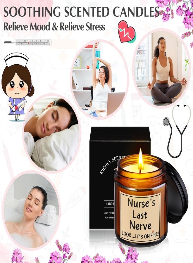 ميتلي مجموعة هدايا للممرضات من إم تي لي، 4 قطع، شموع معطرة برائحة "آخر عصب للممرضة"، 3.5 أونصة، هدايا لمساعدي التمريض المعتمدين، هدية عيد الميلاد، هدية تخرج أو عيد ميلاد للنساء (لون بني فاتح). - Image 5