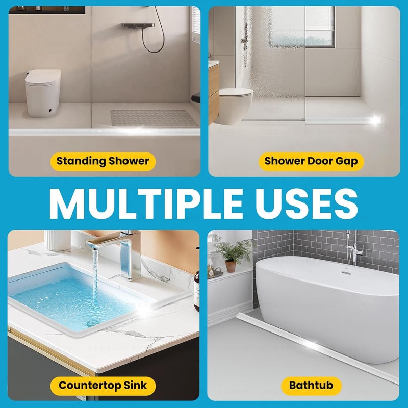 DLYYPLUS Store 39" Collapsible Shower Threshold Water Dam Water Stopper Barrier Keeps Water Inside Threshold Dry and Wet Separation for Bathroom Kitchen Sink Bathtub - Image 5