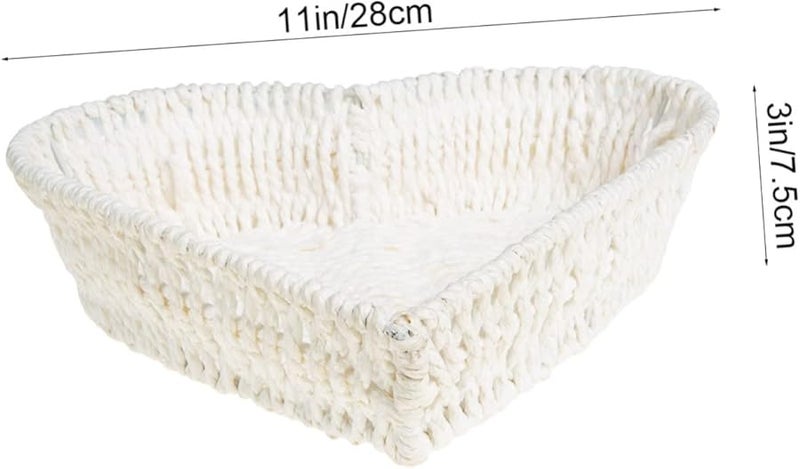 White Heart Shaped Desktop Storage Basket Organizer For Kitchen Living Room Snacks - Image 2