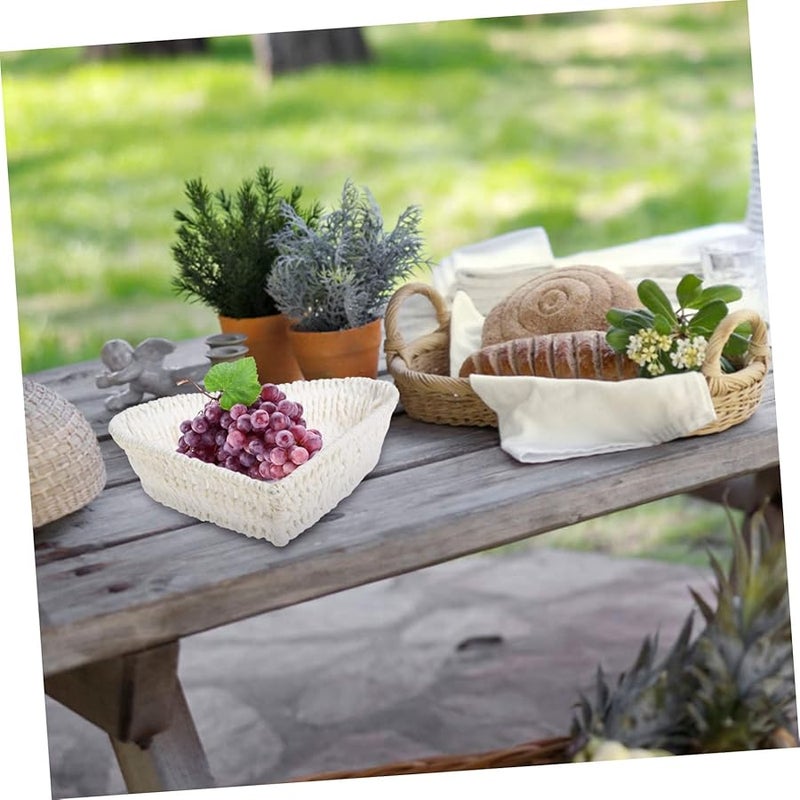 White Heart Shaped Desktop Storage Basket Organizer For Kitchen Living Room Snacks - Image 3