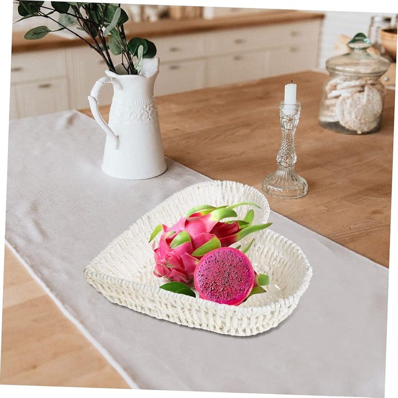 White Heart Shaped Desktop Storage Basket Organizer For Kitchen Living Room Snacks - Image 4