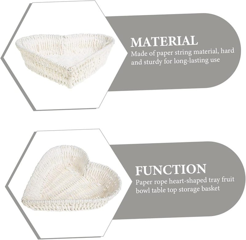 White Heart Shaped Desktop Storage Basket Organizer For Kitchen Living Room Snacks - Image 5