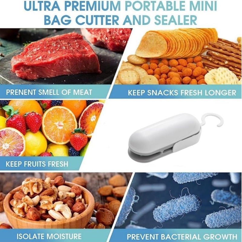 ZEELPETAL Mini Bag Sealer 2 in 1 Heat Sealer and Cutter Handheld Sealing Machine Portable Bag Resealer Sealer for Plastic Bags Food Storage Snack Fresh Bag Sealer Pack of 1 Multi Color - Image 4