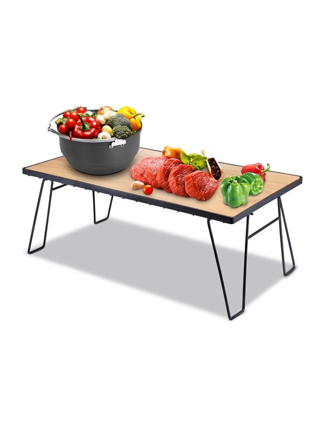 دي بي تي طاولة رحلات خشب البامبو قابلة للطي، طاولة للرحلات والحدائق المنزلية قابلة للطي، بيج، مقاس 35*60*23 سم - Image 5