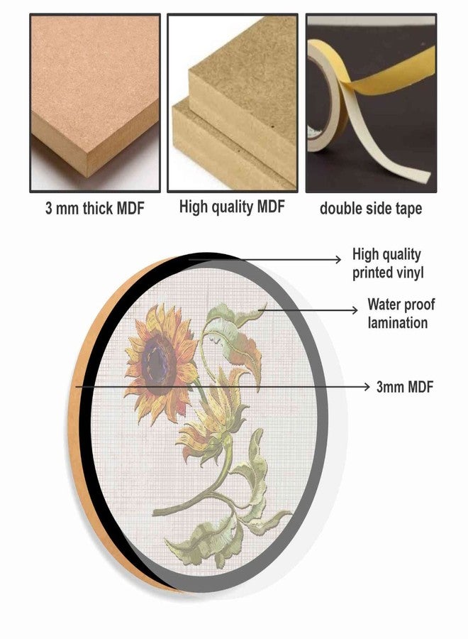 PAPER PLANE DESIGN Set of 4 round frames decoration Home Decor painting Sparrows Nature (D) - Image 3