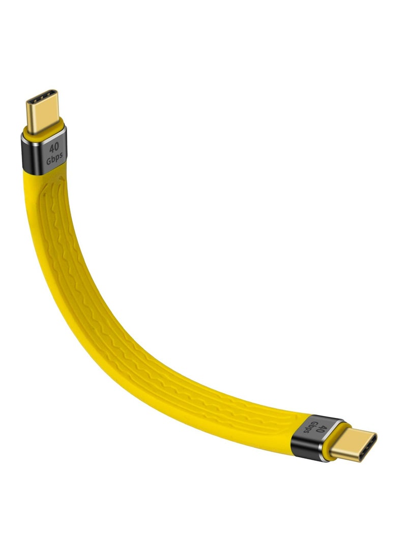 كابل USB C قصير مقاس 5 بوصة، كابل USB C قصير من USB C إلى USB C قصير 40 جيجابت في الثانية، كابل USB C إلى USB C ذكر متوافق مع Thunderbolt 3 يدعم الشحن السريع بقدرة 100 واط PD، وفيديو 8K @ 60 هرتز ومزامنة البيانات