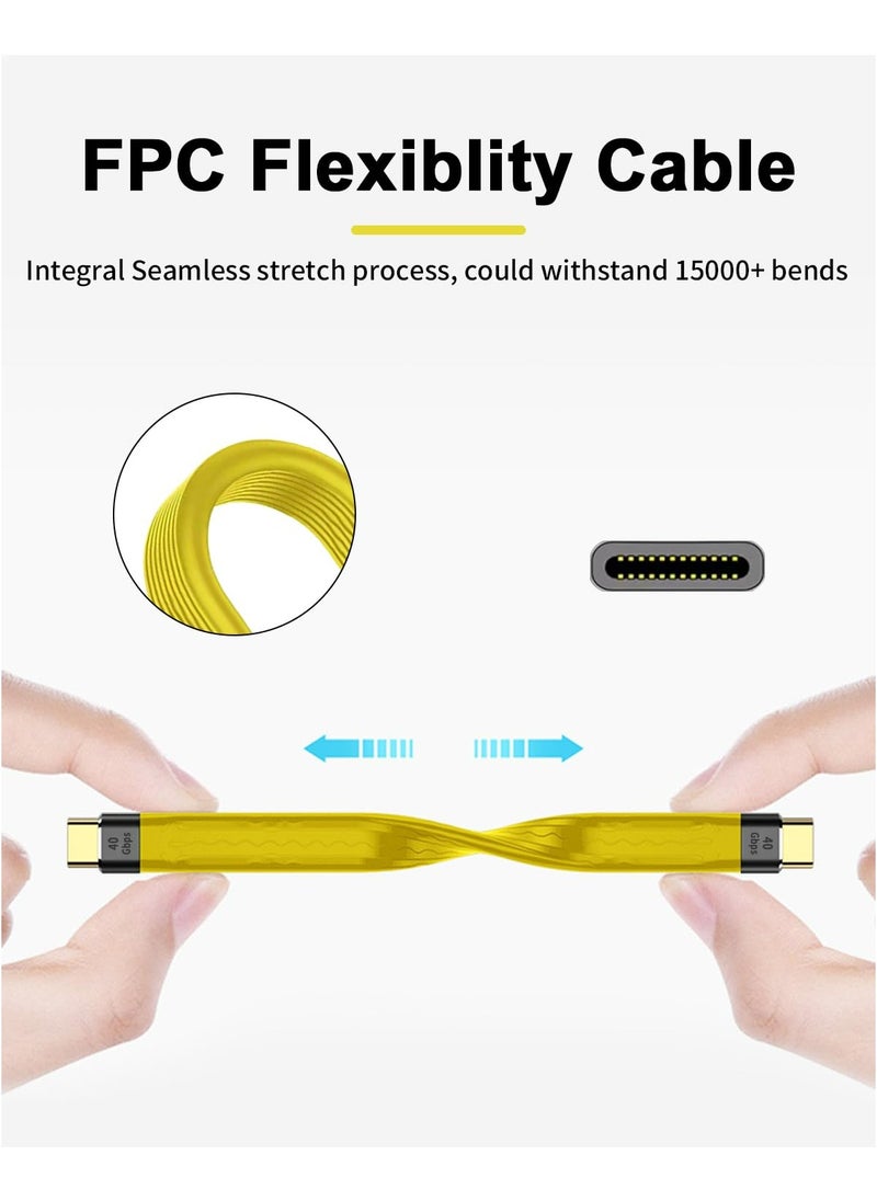 كابل USB C قصير مقاس 5 بوصة، كابل USB C قصير من USB C إلى USB C قصير 40 جيجابت في الثانية، كابل USB C إلى USB C ذكر متوافق مع Thunderbolt 3 يدعم الشحن السريع بقدرة 100 واط PD، وفيديو 8K @ 60 هرتز ومزامنة البيانات
