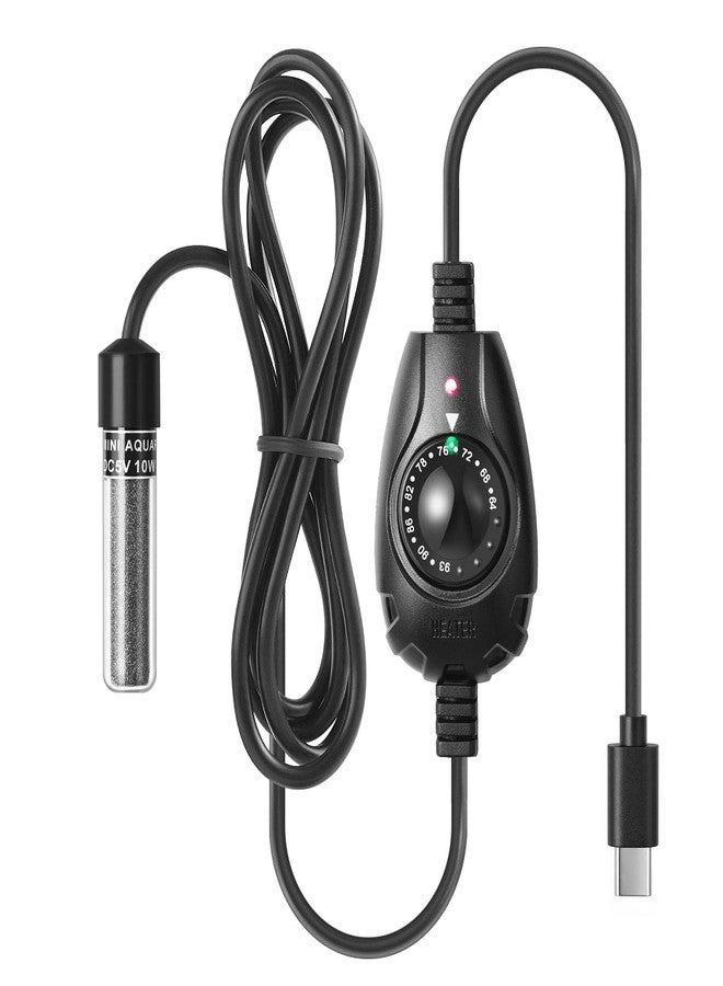 FEDOUR Mini Type-C Aquarium Heater, Small Adjustable Heater with External Controller for up to 2.5Gallon Small Fish Tank, Nano Fish Tank Heater, Betta Heater for Fish Bowls - Image 1