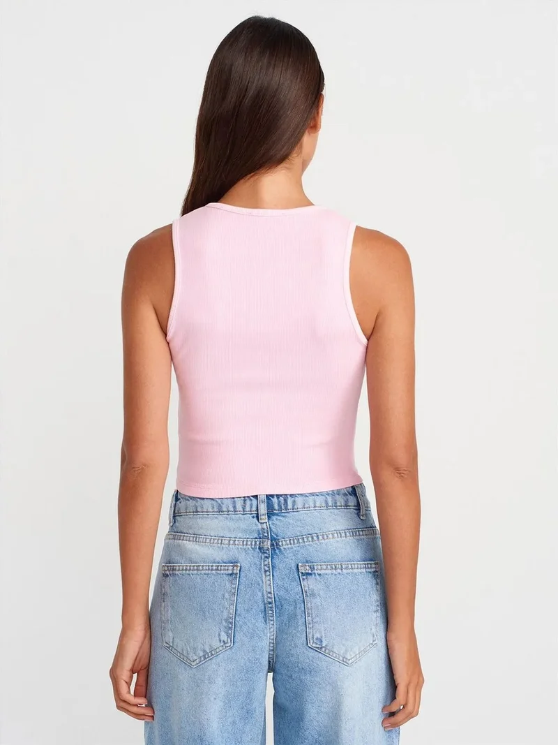ديلفين Dilvin Women's Ribbed Cotton-Blend Crop Top
