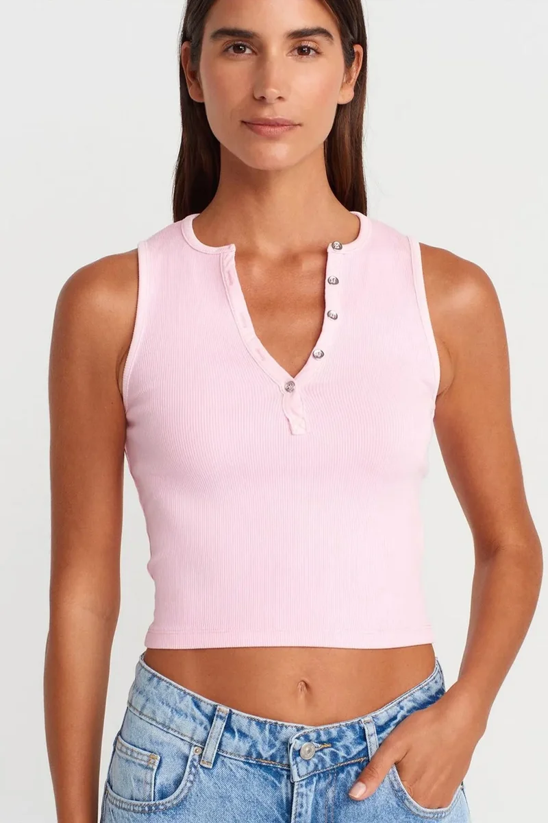 DILVIN Women's Ribbed Cotton-Blend Crop Top