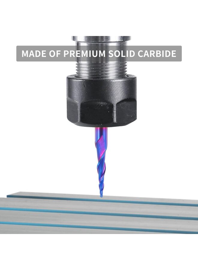 Tapered Ball Nose End Mills End Mills 1/32” Tip Diameter, Nose Router Bit, 1/4'' Dia Shank, 6.3 Degree, Solid Carbide Spiral End Mill, 3D Carving and Engraving, CNC Router Bits - Image 4