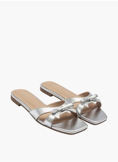 Flora Bella By Shoexpress Bow Accent Slip-On Flat Sandals  - Image 1