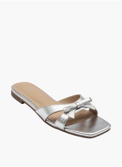 Flora Bella By Shoexpress Bow Accent Slip-On Flat Sandals  - Image 2
