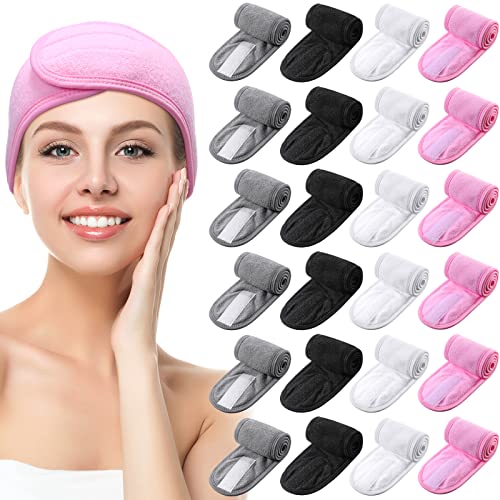 Hoteam 24 Pcs Spa Facial Spa Headband Bulk Skincare Headband Adjustable Face Wash with Tape Terry Cloth Stretch for Make Up Washing Face Shower Facial Mask Yoga - Image 1