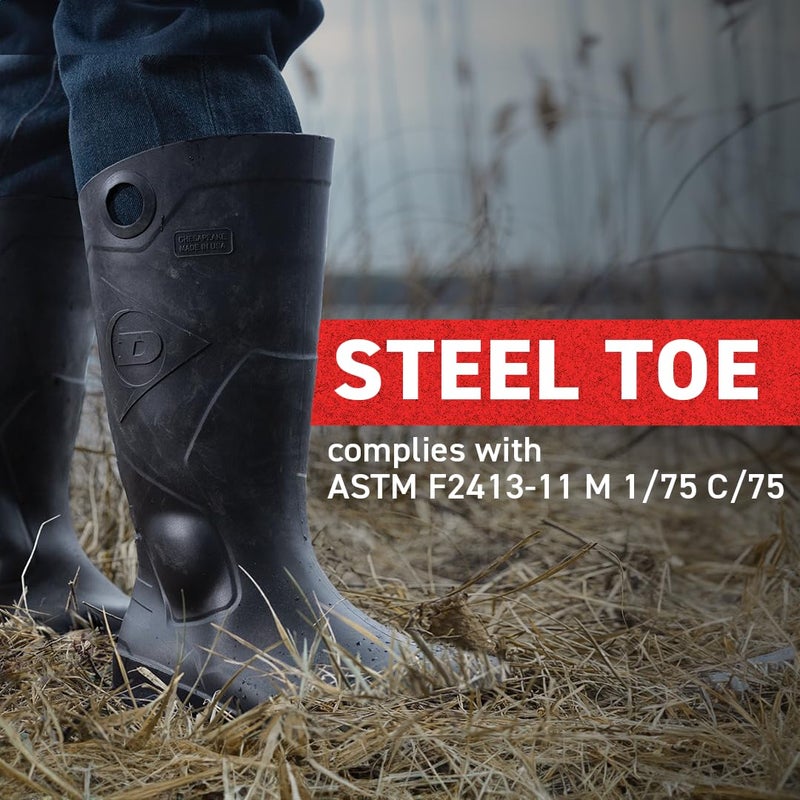 DUNLOP Chesapeake Rubber Boots for Men & Women – PVC - Waterproof Work boots - Lightweight Garden, Rain & Fishing Boots - Safety boots with Steel Toe and Wide Calf – Black – Size 3–15 - Image 3