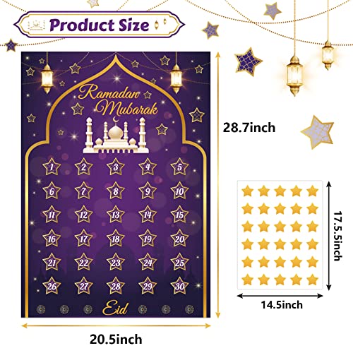 WATCPNO Ramadan Calendar 2025 Ramadan Decorations for Home Eid Activities for Kids Reusable Ramadan Decor Eid Mubarak Poster Ramadan Advent Calendar Decorations for Home Wall - Image 3