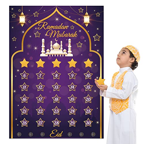 WATCPNO Ramadan Calendar 2025 Ramadan Decorations for Home Eid Activities for Kids Reusable Ramadan Decor Eid Mubarak Poster Ramadan Advent Calendar Decorations for Home Wall - Image 1