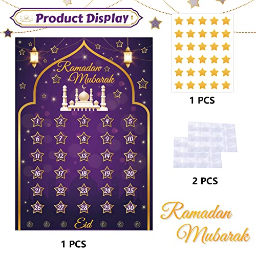 WATCPNO Ramadan Calendar 2025 Ramadan Decorations for Home Eid Activities for Kids Reusable Ramadan Decor Eid Mubarak Poster Ramadan Advent Calendar Decorations for Home Wall - Image 4