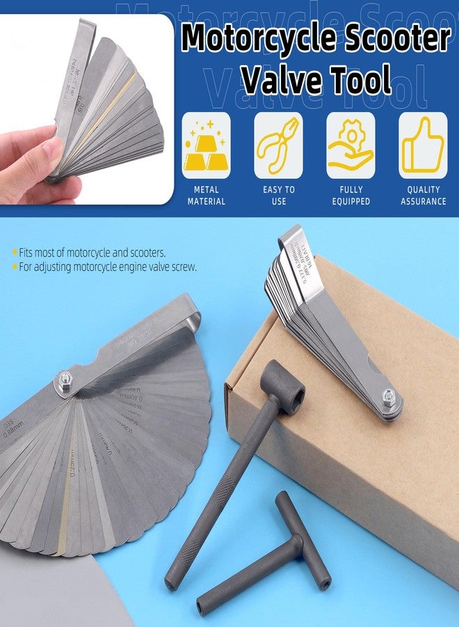 Glarks 4Pcs Motorcycle Engine Valve Adjustment Tool Kit, Engine Screw Spanner Valve Tool Wrench Valve Screw Repair Spanner with Feeler Gauges for Motor Engine Valve Screw - Image 3