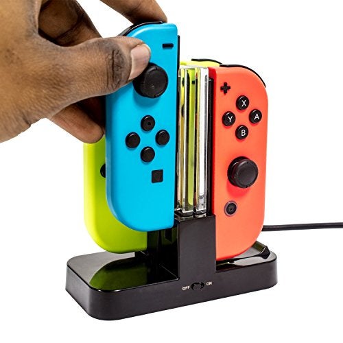 Orzly Nintendo Switch Joy Con Charging Dock, Pro Controller Charging Station, Charge Stand Becomes Charger for Upto 4 JoyCons or Nintendo Switch Pro Controller, USB Power, Type C Cable Included - Image 1