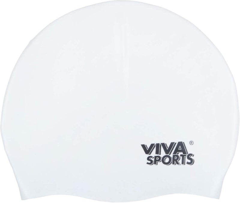 Viva Sports Silicone Swimming Cap In Zipper Bag White