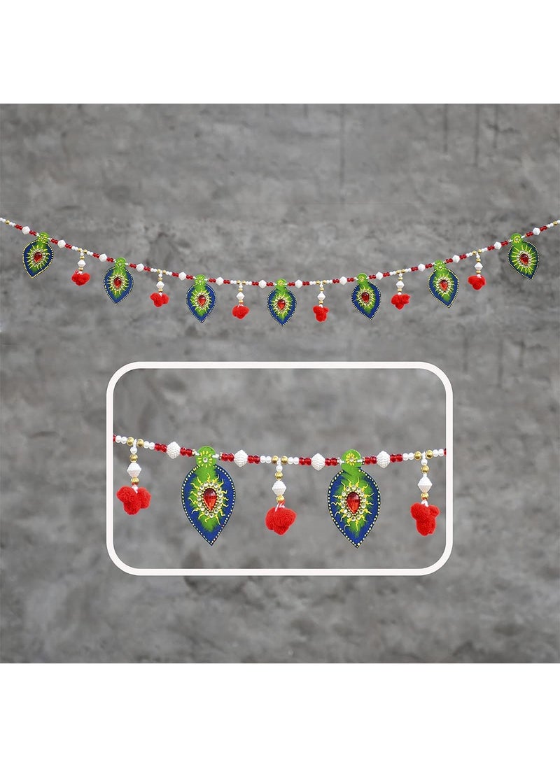 Saugat Traders Saugat Traders Wooden Door Hanging Toran-Kalash Themed with Stone Work Bandarwal for Entrance Door-Mandir-Temple-Home Decor-Wedding-Housewarming-Inauguration-95 CM  - Image 1