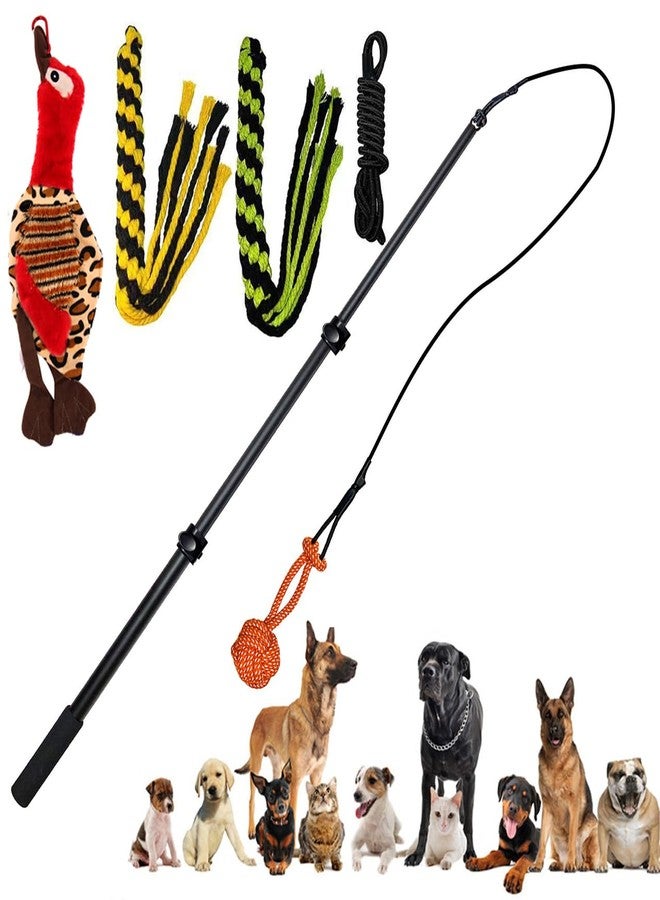 AMYESE Upgraded Interactive Dog Toys - Extendable Flirt Pole Teaser Wand with Braided Rope Chewing Tugs and Squeaky Plush Chase Toy for Dog Puppy Outdoor Entertainment, Train and Exercise - Image 1