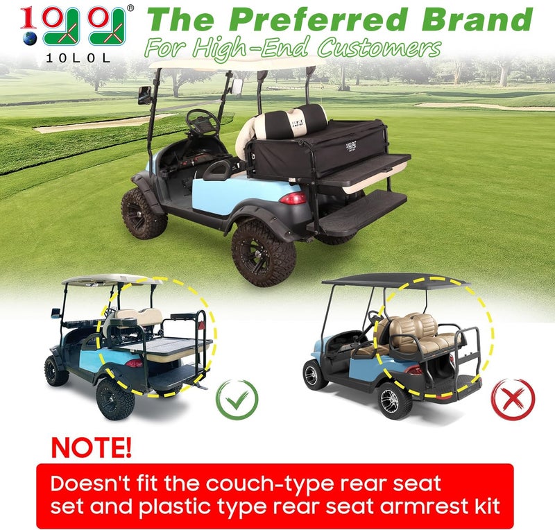 10L0L 10L0L 4-Passenger Golf Cart Storage Box, 800D PVC Dustproof Rear Bench Bag for Yamaha, EZGO, Club Car, No Drilling Required, Grocery Organizer with Secure Buckles - Image 2