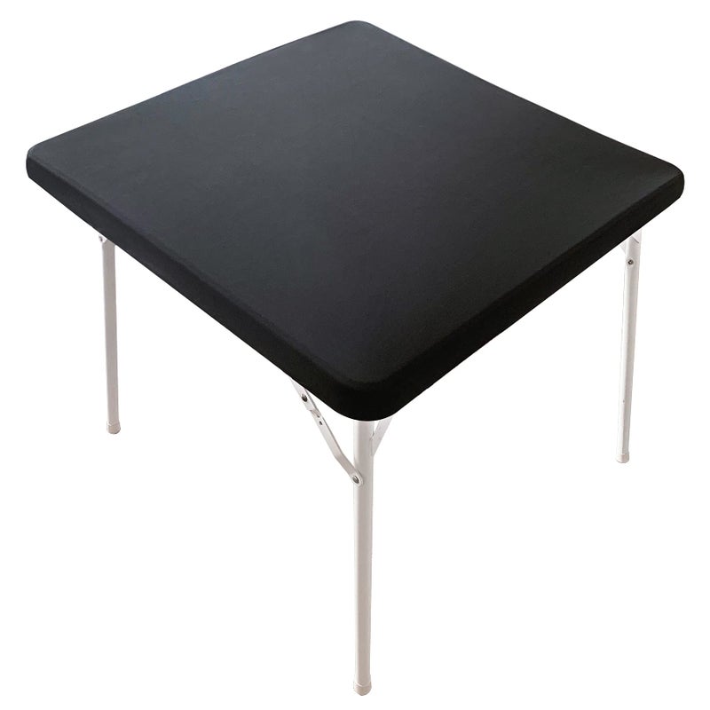 Monibana Cocktail Fitted Spandex Stretch Square Table Covers Caps Elastic Square Tablecloth Black Table Topper 34x34 Inch - Image 2