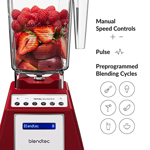 Blendtec Total Classic Original Blender - WildSide+ Jar (90 oz) - Professional-Grade Power - 6 Pre-programmed Cycles - 10-speeds - Red - Image 5