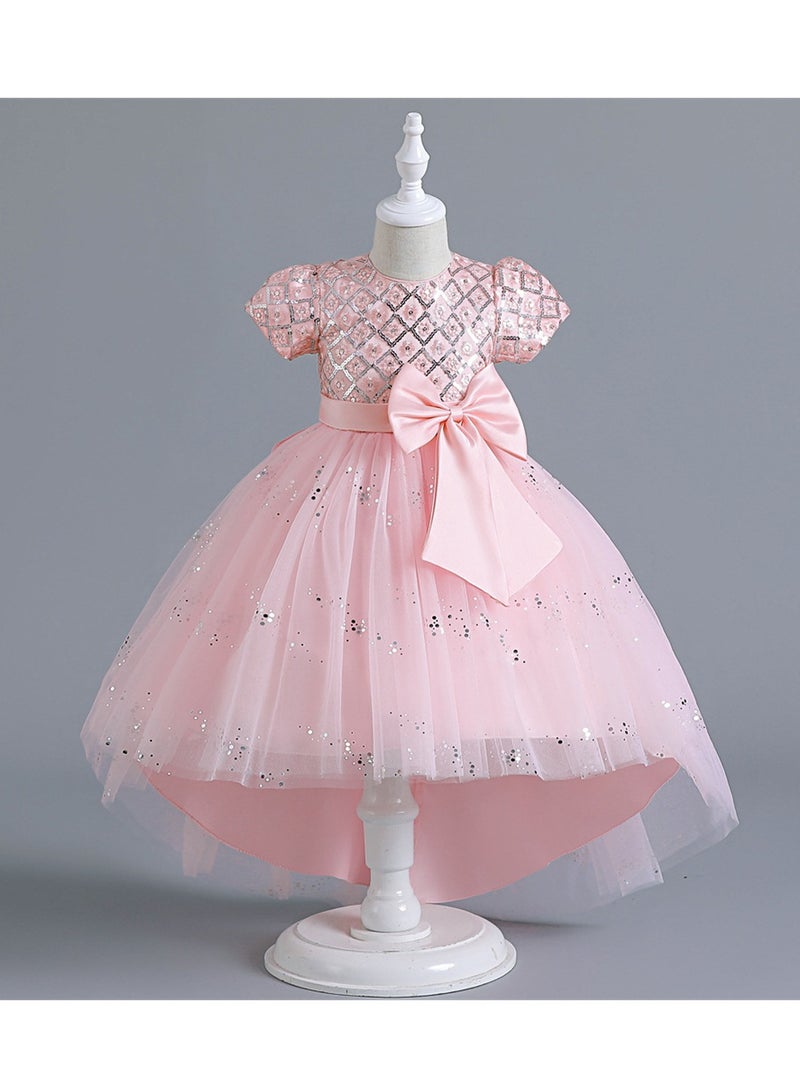 Children's dress short sleeve tail dress princess mesh performance dress Costumes - Image 2