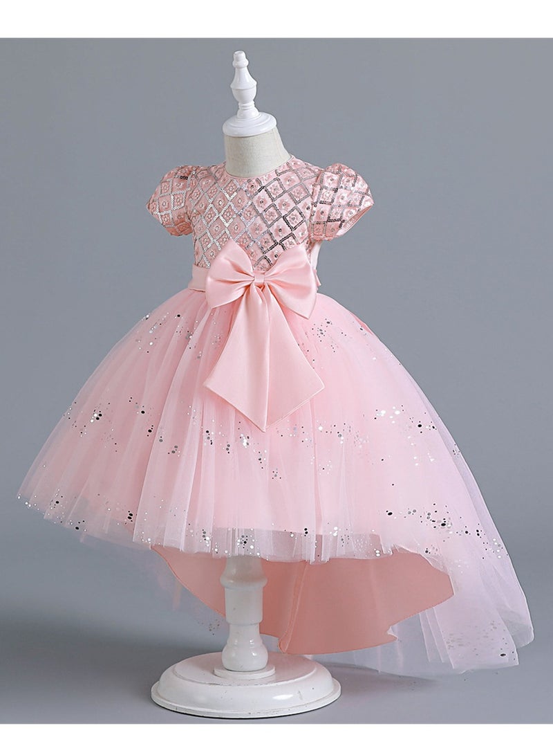 Children's dress short sleeve tail dress princess mesh performance dress Costumes - Image 3