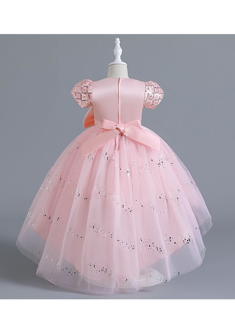Children's dress short sleeve tail dress princess mesh performance dress Costumes - Image 4
