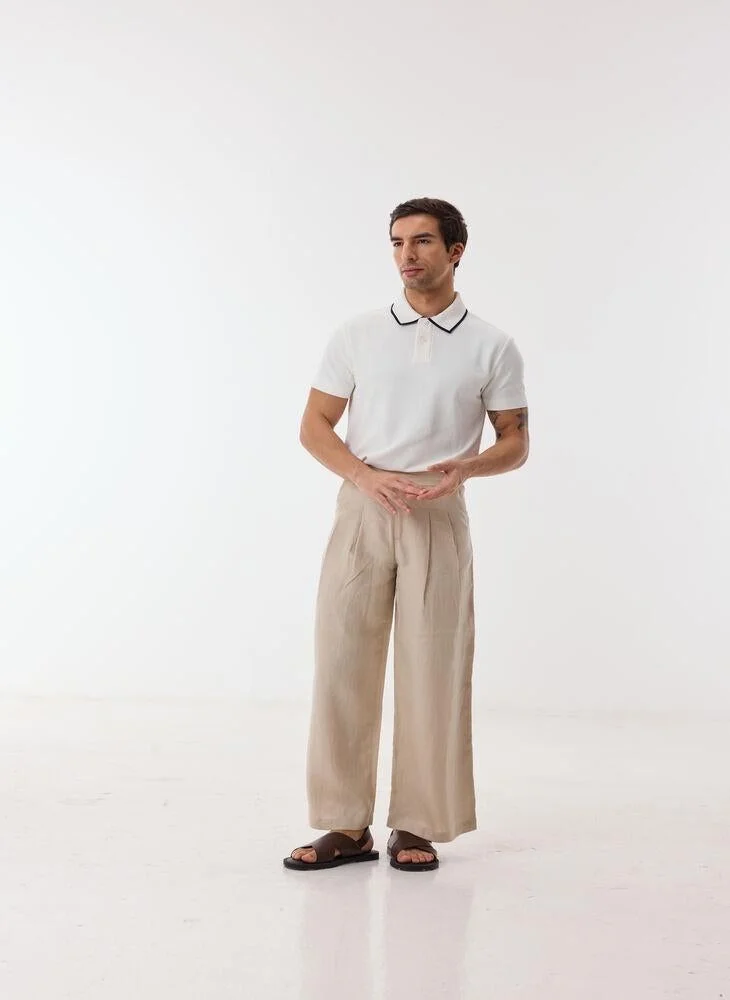 Ashita Fernandes  Faris Men’s White Cotton Blend Polo T-Shirt – Relaxed Fit, Solid, Lightweight Smart Casual Wear for Men | Best Price UAE