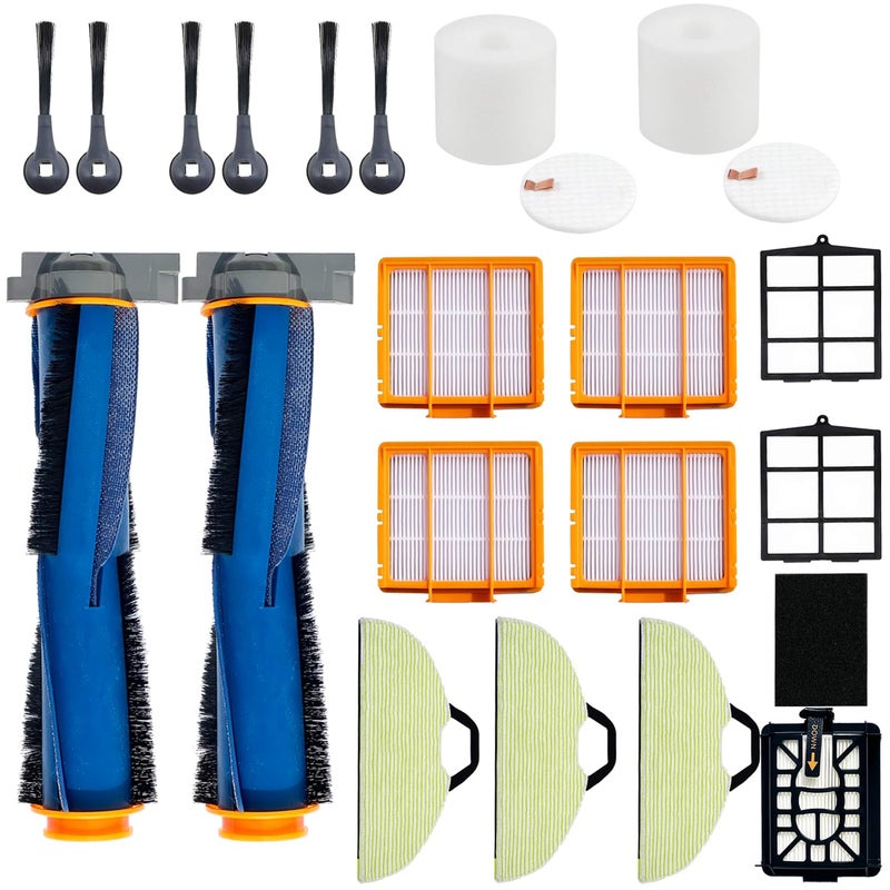 JoyBros Replacement Parts Accessories for Shark AV2610WA RV2610WA RV2410WD Matrix Plus 2- in-1,2 Main Brush,4 Filters,3 Mop Pads,6 Side Brushes,2 Pre Filter,&1 Pre-Motor 2 Foam Filter - Image 1