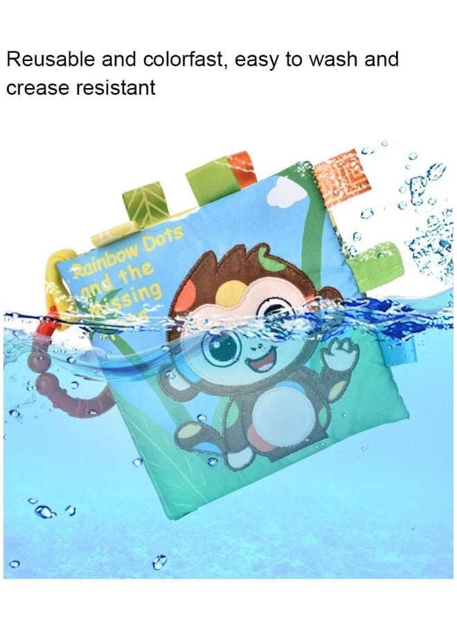 DAT Soft Cloth Baby Book, Built-In Sounder + Tear-Resistant Cotton Thread Stitching, Monkey 4 Pages,Sensory Story Book for Babies 6+ Months - Image 4