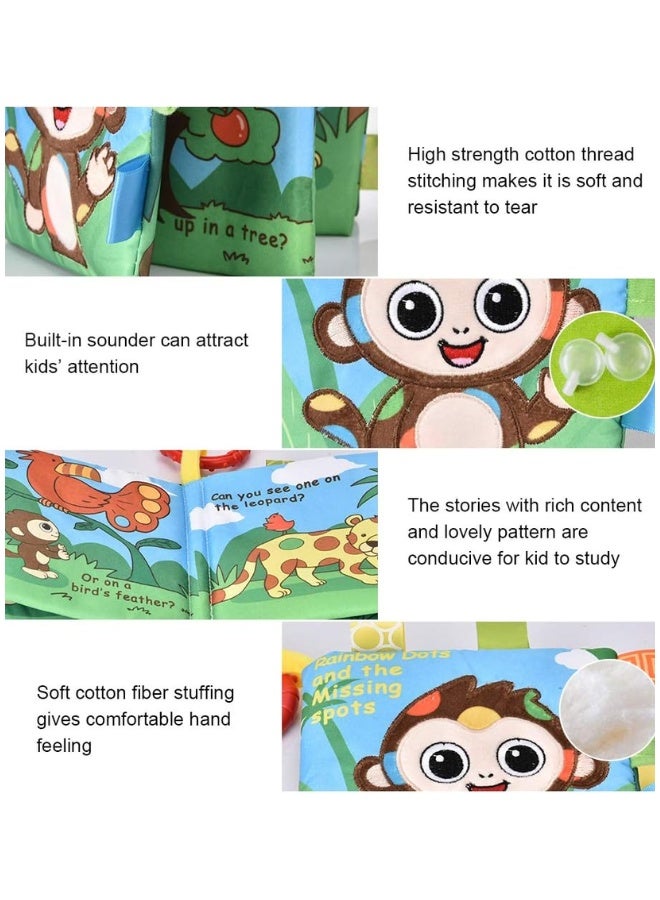 DAT Soft Cloth Baby Book, Built-In Sounder + Tear-Resistant Cotton Thread Stitching, Monkey 4 Pages,Sensory Story Book for Babies 6+ Months - Image 3