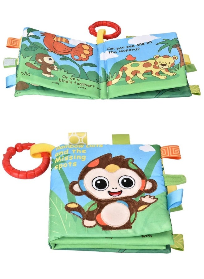 DAT Soft Cloth Baby Book, Built-In Sounder + Tear-Resistant Cotton Thread Stitching, Monkey 4 Pages,Sensory Story Book for Babies 6+ Months - Image 2