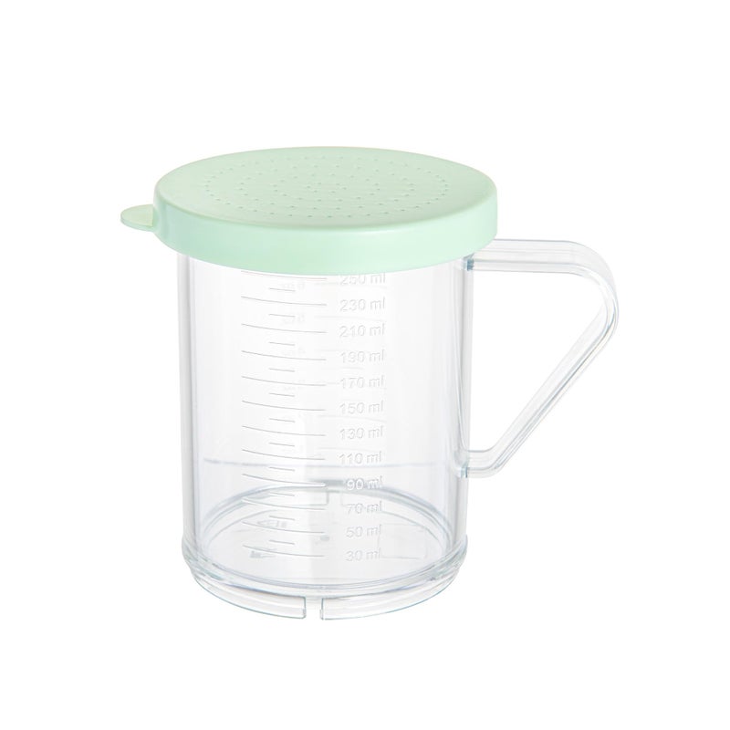 Restaurantware RW Base 10 Ounce Clear Plastic Dredge Spice Shaker 1 Reusable Dry Rub Shaker  Includes Green Perforated Lid With Handle Clear Polycarbonate Spice Shaker For Fine Seasonings