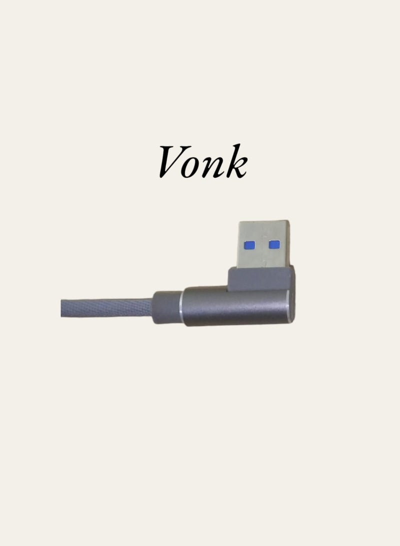 فونك كابل شحن ونقل بيانات سريع 2 أمبير من فونك بمنفذ ميكرو يو إس بي - رمادي - Image 3