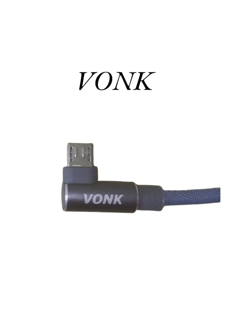 فونك كابل شحن ونقل بيانات سريع 2 أمبير من فونك بمنفذ ميكرو يو إس بي - رمادي - Image 2