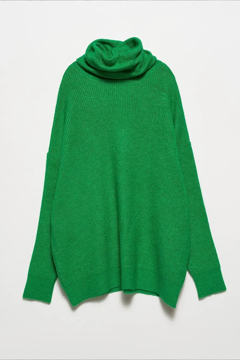 DILVIN Oversized Ribbed Turtleneck Sweater